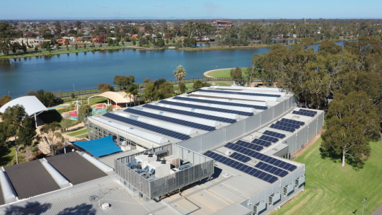Solar panels installed on Aquamoves and Shepparton Saleyards rooftops