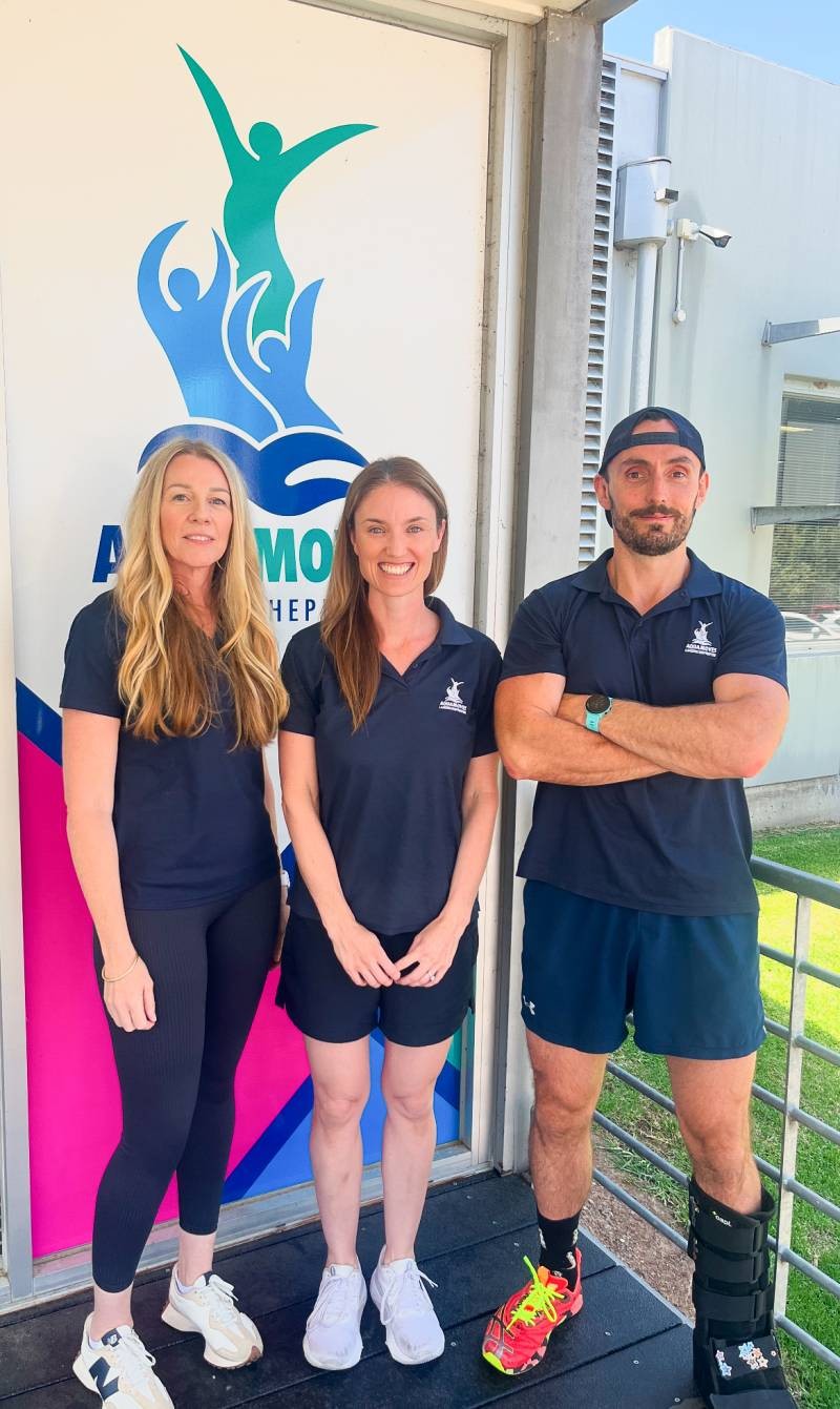 Left to right: Aquamoves Health and Wellbeing Coordinators Linda McKenzie and Jacqui Hiscock with Aquamoves Health and Wellbeing - Work Group Officer, Scotty Kennedy.