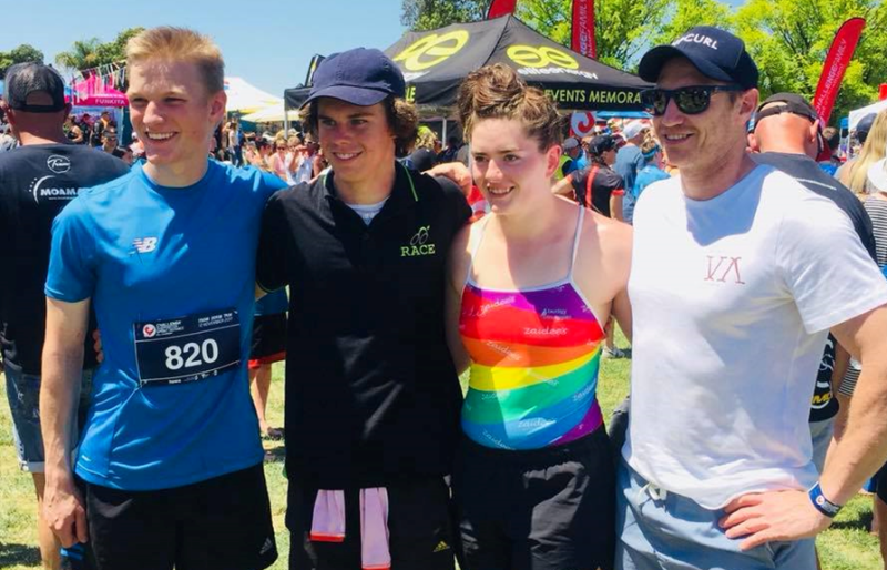 Left to right: Jack O’Mahony, Sam Eddy and Hayley Hogan (with Aquamoves Centre Manager Marcus Cook) took out first place in last year's Sprint Distance division. 