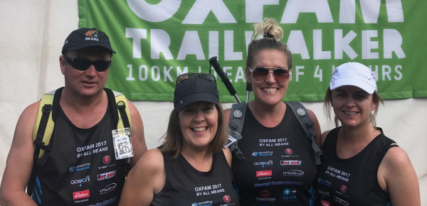 Shepparton residents Dave Cuthbert, Jacque Cuthburt, Shelley Heggart and Megan Howard walked 100km beginning on Friday morning and finishing Saturday afternoon. 